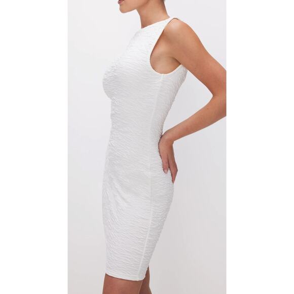 NWT Good American SCRUNCHIE SCOOP BACK MINI DRESS | CLOUD WHITE size-S - Picture 1 of 9